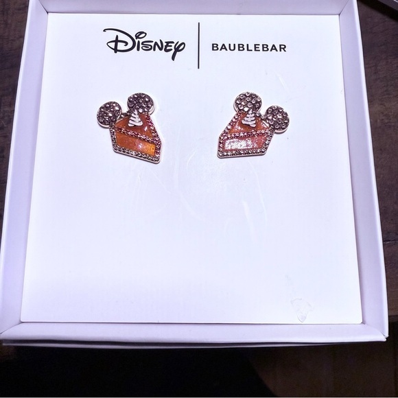 DISNEY BAUBLEBAR Earrings Pumpkin Pie Slice Mickey Mouse Ears - Picture 1 of 6